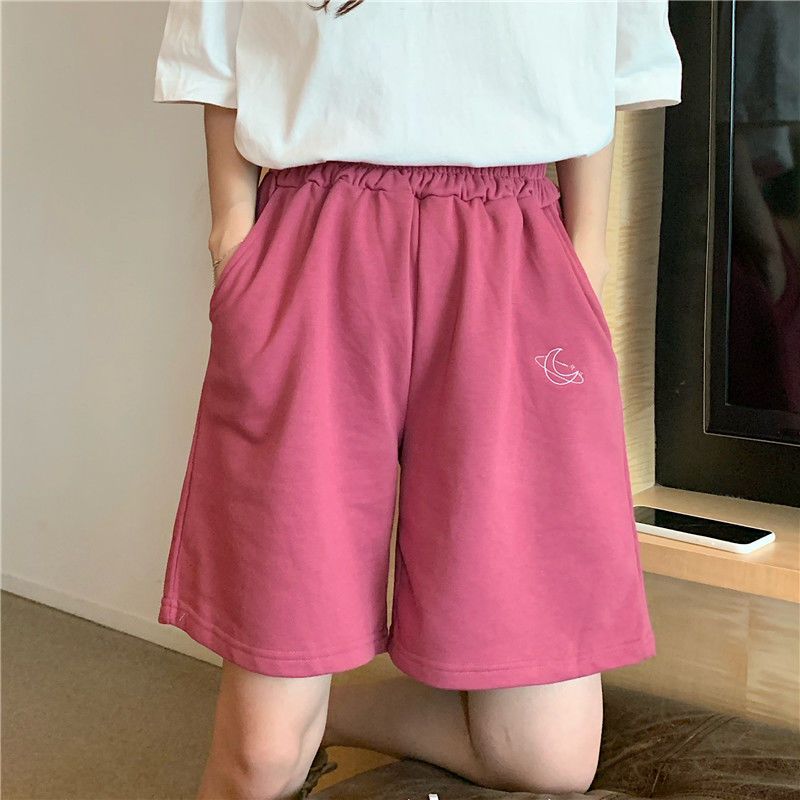 Large size shorts women's summer Korean version student loose all-match high-waisted straight-leg sports casual wide-leg five-point pants women's tide