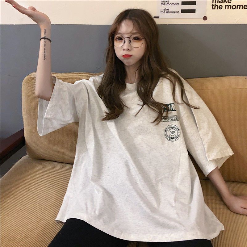 Cotton Japanese American short-sleeved t-shirt women's loose Korean version ins tide lazy wind hip-hop depression wear clothes