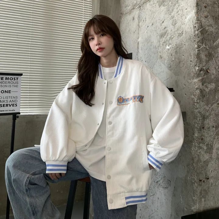 Corduroy jacket women's spring and autumn baseball uniform Korean version of the new college style all-match trend loose BF jacket top