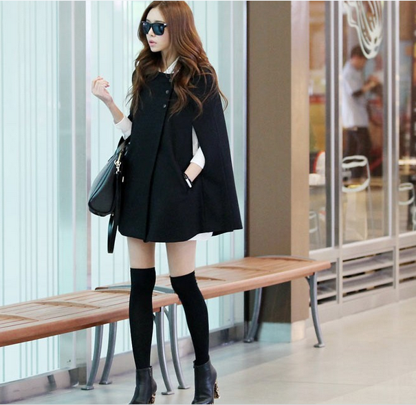 Pocket woolen 2022 cape shawl coat autumn and winter woolen coat all-match with pocket shawl long-term shipment