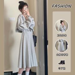 2022 autumn new fashion sports suit skirt women's coat temperament casual sweater suspender dress two-piece