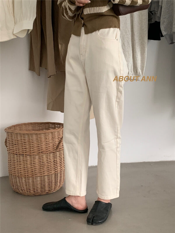 New in autumn!【ABOUT ANN】Pure white straight commuter jeans 2011# ZJY