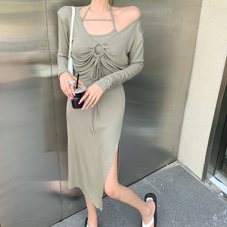 Autumn is new! [XINYUANJIEYI Aragaki Yui] Hot Girl Fashion Pure Desire Shirt + Drawstring Dress Suit 103# PCZ