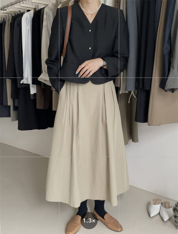 New in early autumn!【IN MODE】High waist solid color pleated A-line umbrella skirt skirt 7702# CLS