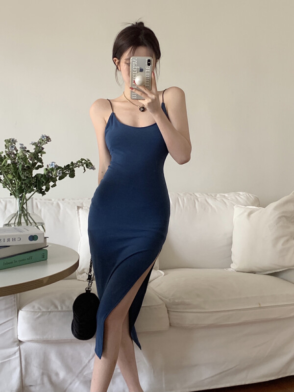 【XINYUANJIEYI Aragaki Yui】Slit suspenders pure desire hot girl sexy hip dress 806# PCZ