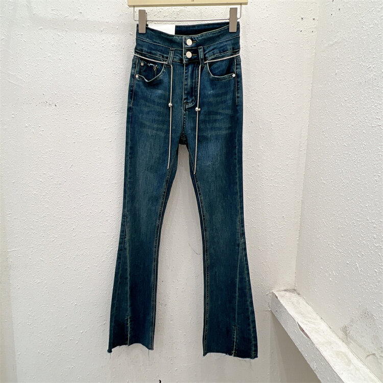 Autumn is new! [Xiaoyanjia] Casual basic all-match jeans (with chain) 1308# XYJ