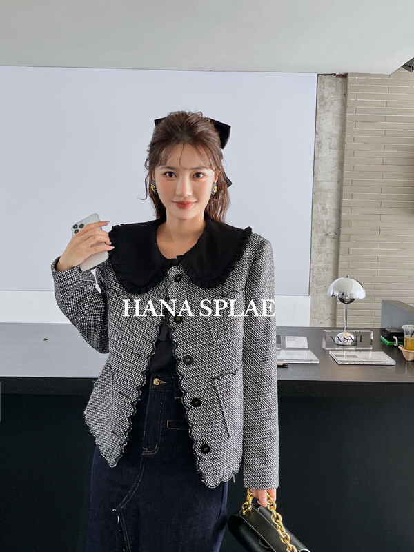 [HANNA Hanna] [Hanna] Elegant temperament small fragrance tweed short coat embroidered short coat H5539# JHY