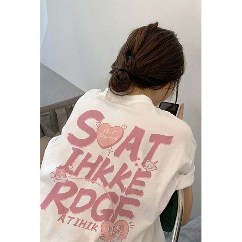 Shoulder short-sleeved t-shirt women's summer 2022 national tide brand original design sense of gentle milk wear a small top