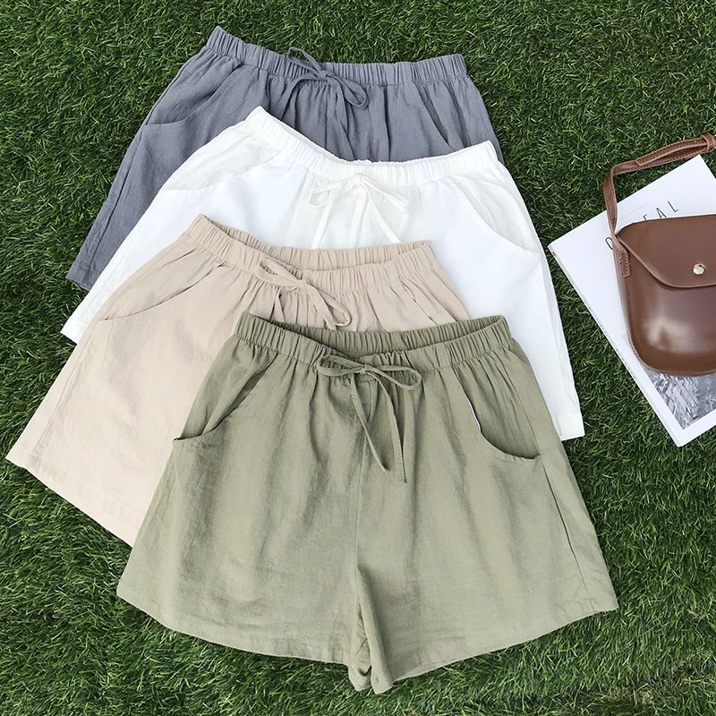 Pajama pants women's summer cotton and linen shorts 2022 new loose and thin casual pants women's wide-leg air-conditioned pants
