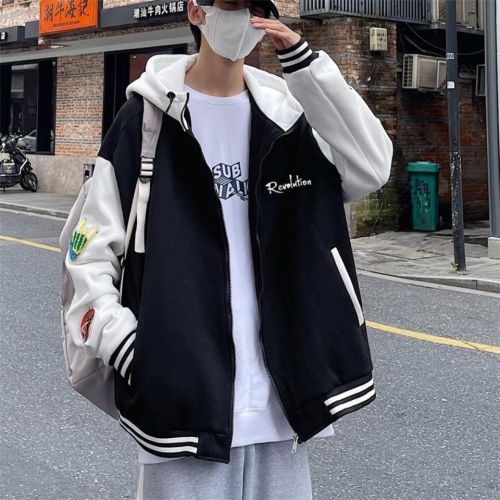 Jacket men's sports baseball uniform autumn and winter couple ins tide brand jacket hooded sweater loose student trend
