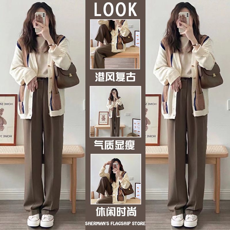 Early autumn women's clothing 2022 French high-end feeling slightly fat Yujie light cooked salt series wear a two-piece suit with a top and wide-leg pants
