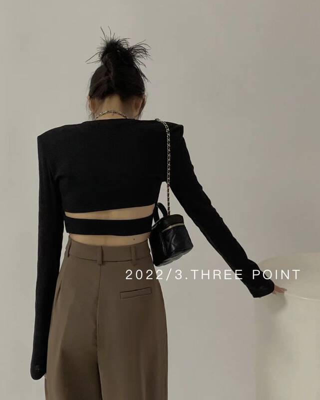 New in autumn! [3.THREE POINT] round neck simple all-match long-sleeved T-shirt 6076# ZXL