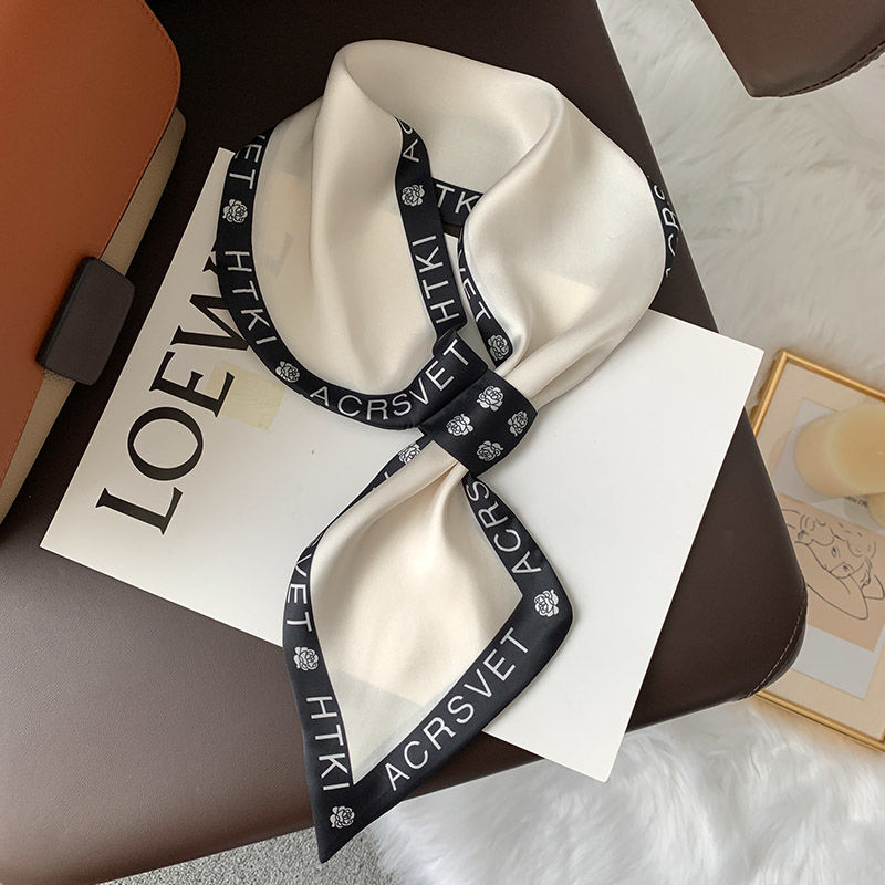Houndstooth long lazy small silk scarf female Korean version all-match Western fashion decorative neck scarf with shirt tide