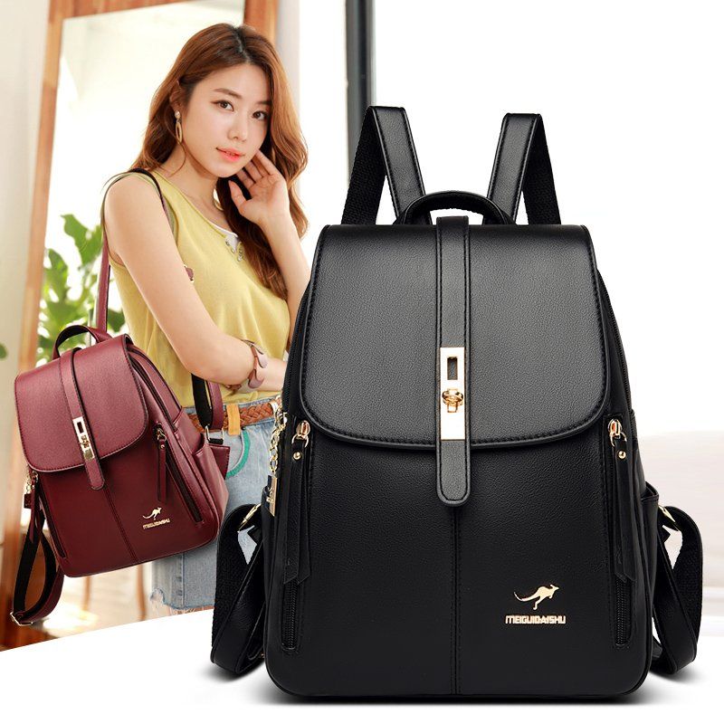 Real soft leather backpack women's 2022 new fashion all-match trendy middle-aged mother travel large-capacity backpack