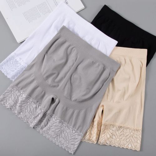 Women's safety pants are thin and large size lace lace high waist shorts spring and summer fat MM anti-glare belly boxer pants