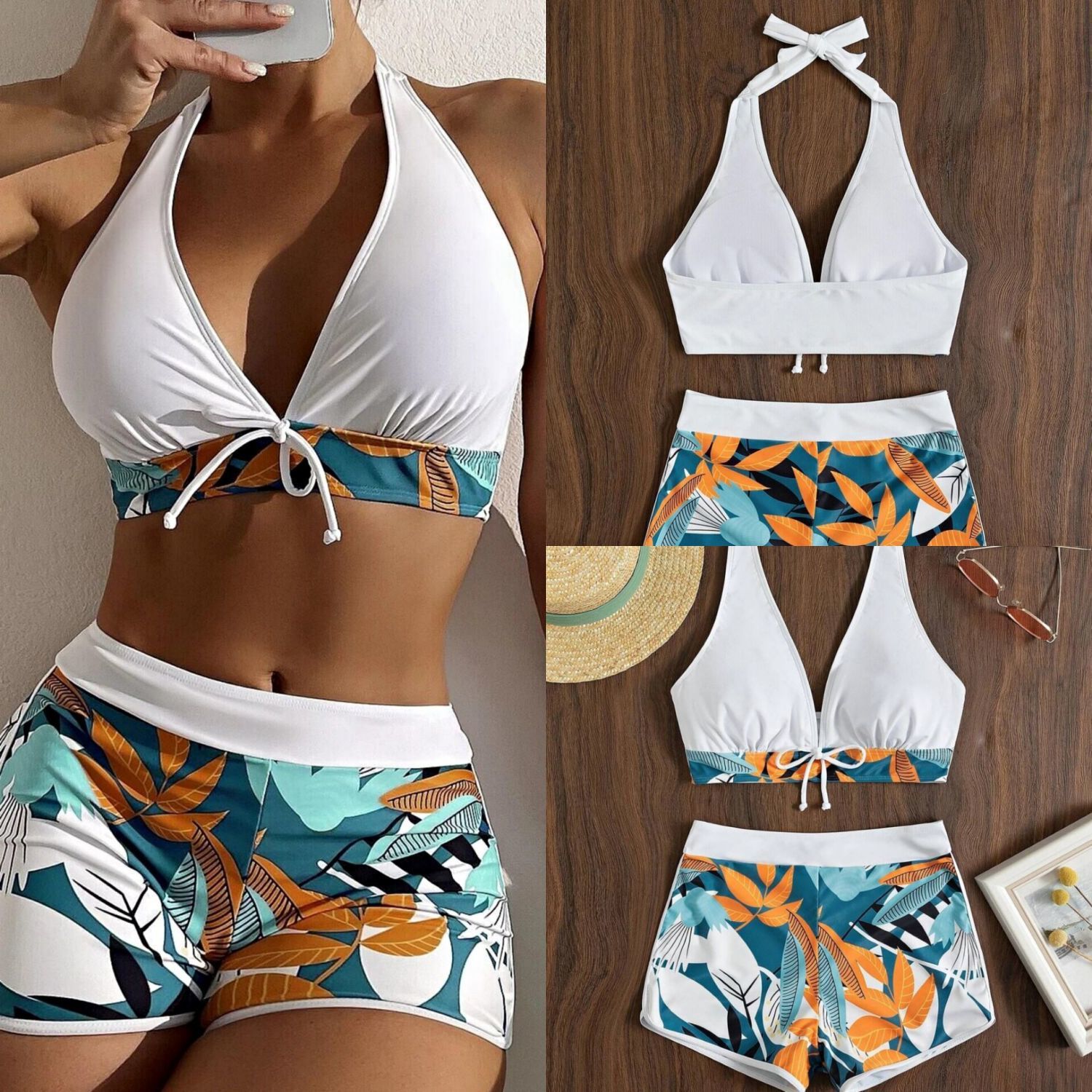 2022 Ladies Split Boxer Swimsuit College Sports Wind Surf Bikini