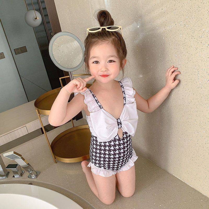 Children's swimsuit girl foreign style summer girl swimsuit Siamese princess 1 baby swimming suit net red 3-year-old baby girl