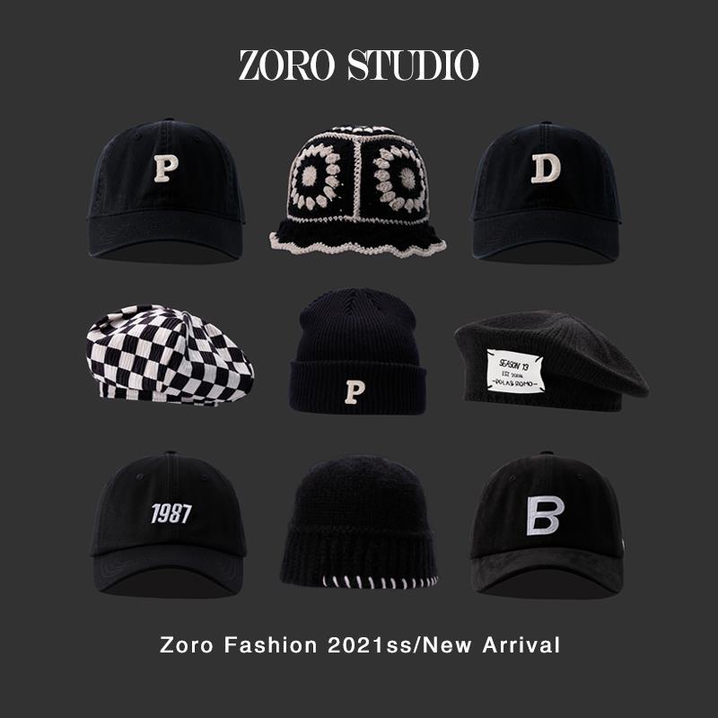 New products all-match black hats, women's baseball caps, trendy men's knitted hats, Japanese berets, autumn and winter wool caps, fisherman hats