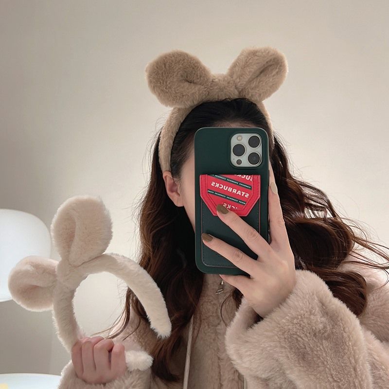 Japanese plush rabbit ears headband female face wash headband net celebrity hairpin headwear headband cartoon cute and playful hair accessories