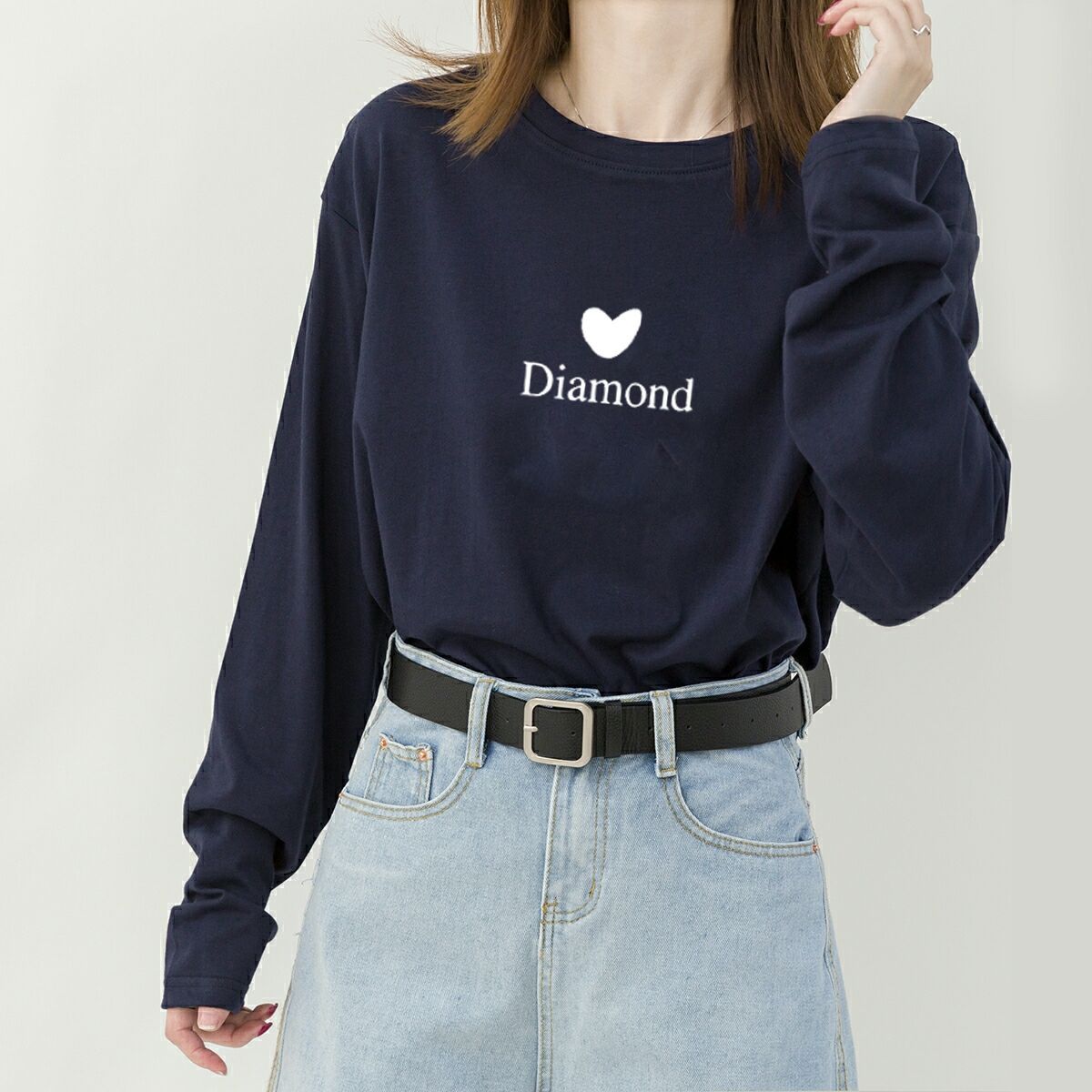 Letter love long-sleeved t-shirt women loose Korean version white ins super fire with cotton spring and autumn round neck all-match clothes