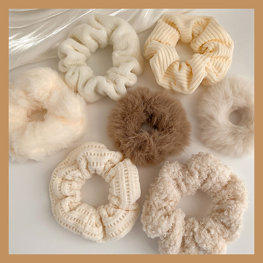 Milk coffee color plush hair ring rubber band female hair rope high ponytail net red 2021 autumn and winter new head rope