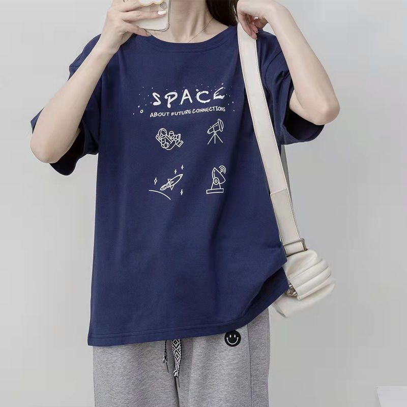 Printed short-sleeved t-shirt women's 2022 spring and summer new ins students loose and thin all-match top tide salt girl