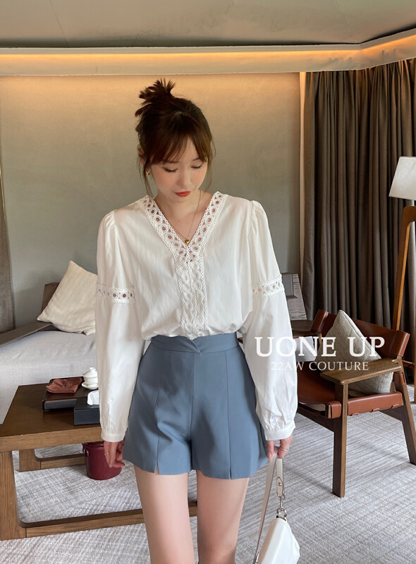 New in early autumn!【UONE】Sweet temperament lace shirt 98790# LSL