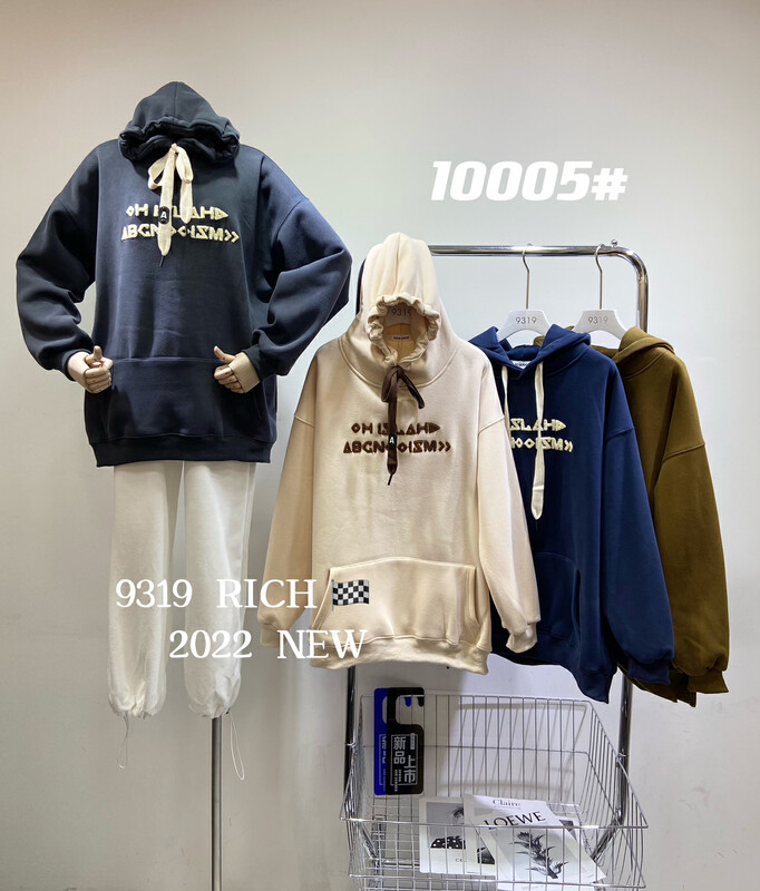New in autumn! [9319] Letter printed loose fleece hooded sweater 10005# L