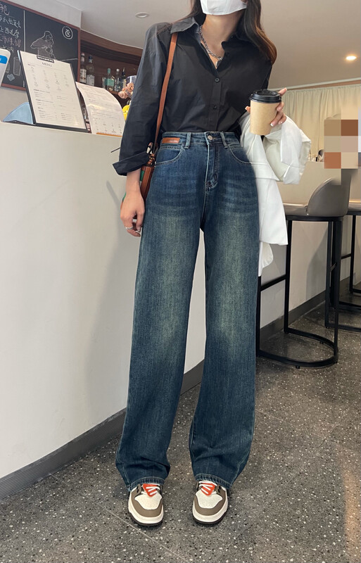 New in autumn! [En Xier] High waist wide leg loose jeans K3322-1# FHX