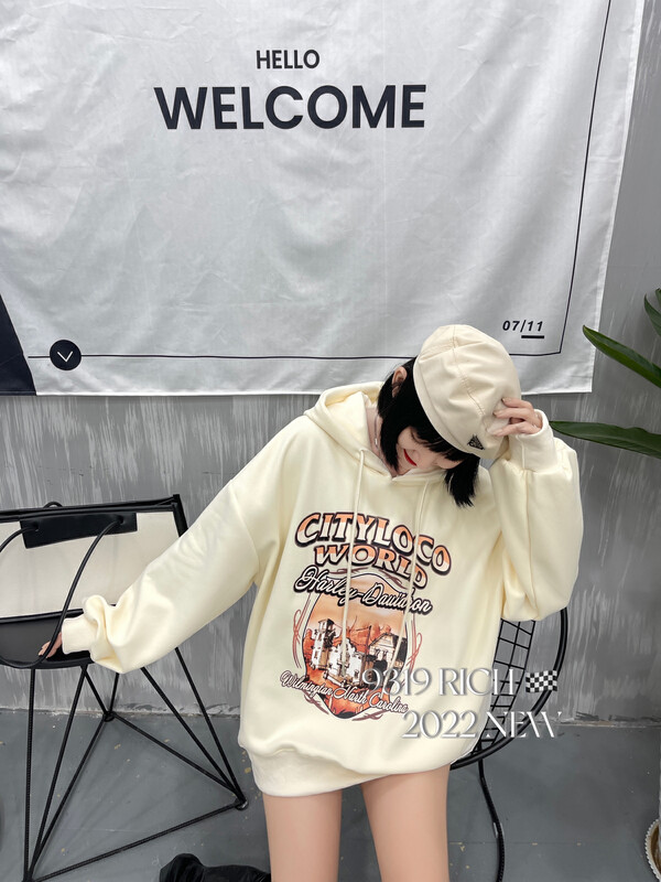 New in early autumn! [9319] Korean loose hooded sweater 1501# L