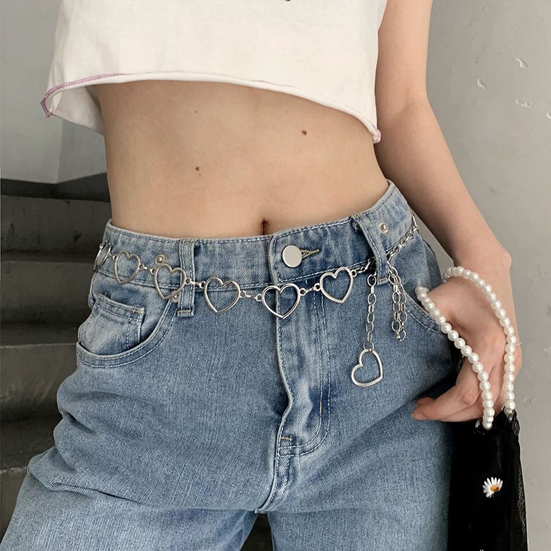 Love waist chain all-match belt women's decorative dress waist with jk skirt pants heart-shaped chain summer accessories