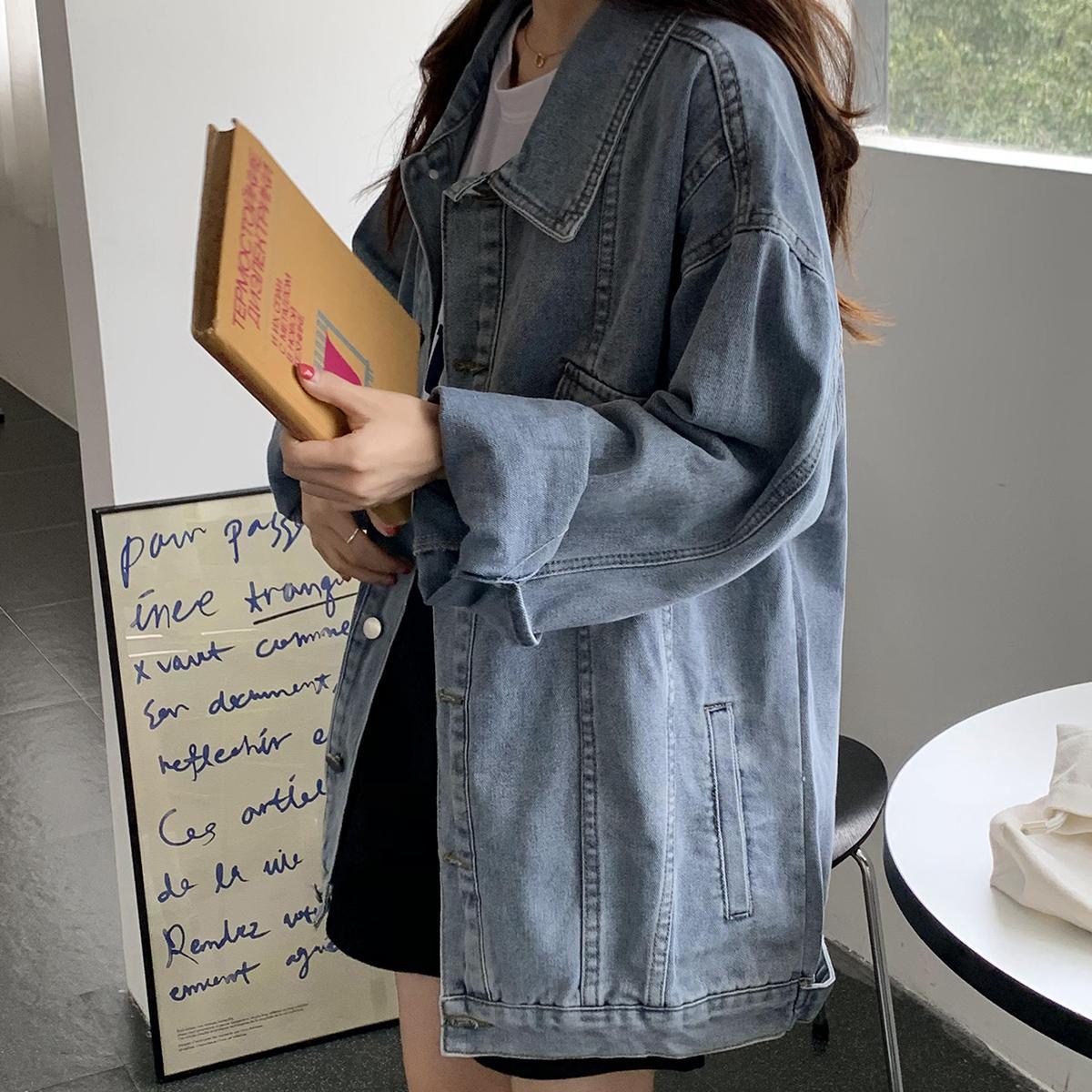 Fried street denim jacket women's spring and autumn 2022 new Korean version loose net red tooling jacket top ins tide