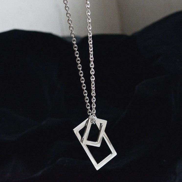 Geometric rectangular square hip-hop necklace disco couple Harajuku ins cold wind net red punk street cool