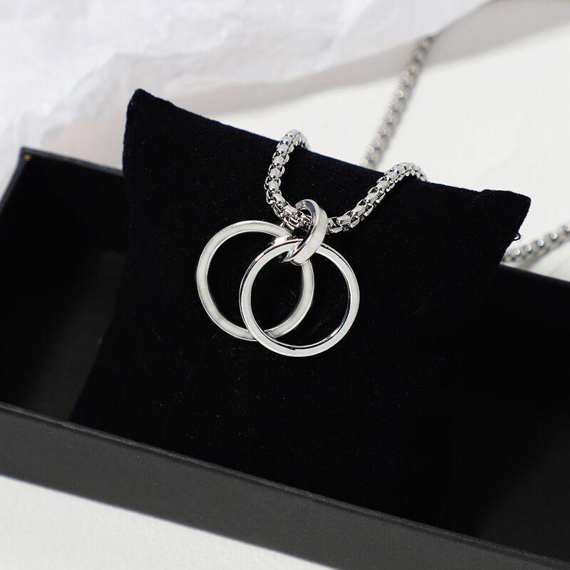 Trend ring necklace couple fashion pendant personality male and female student accessories spring and autumn wild sweater chain