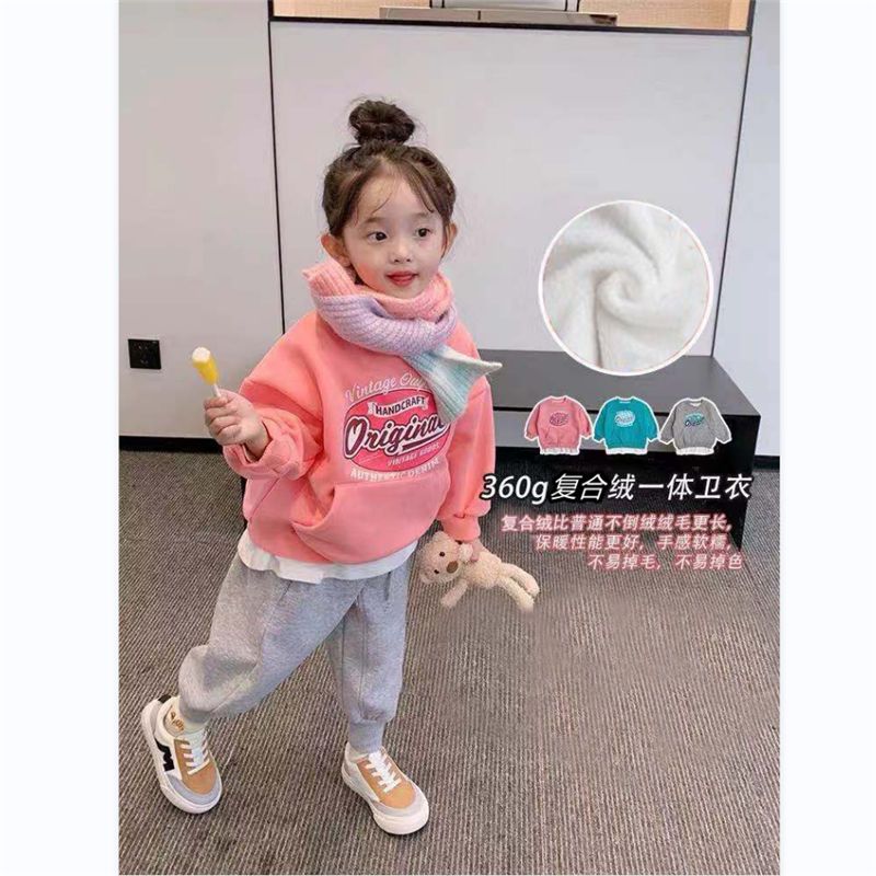 Girls hoodie 2022 early spring autumn new Korean version of the tide thin foreign style baby girls and children on clothes