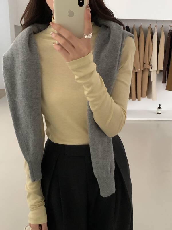 New in autumn!【WANNA OUR】High-neck solid color all-match bottoming shirt (100% wool) 98093# ZXL