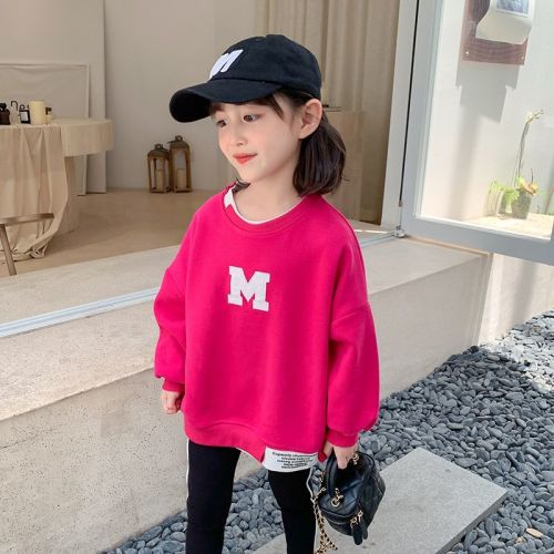 Girls' sweater spring and autumn models 2022 new baby girl children's clothing Korean version of the Western style loose children's autumn long-sleeved top