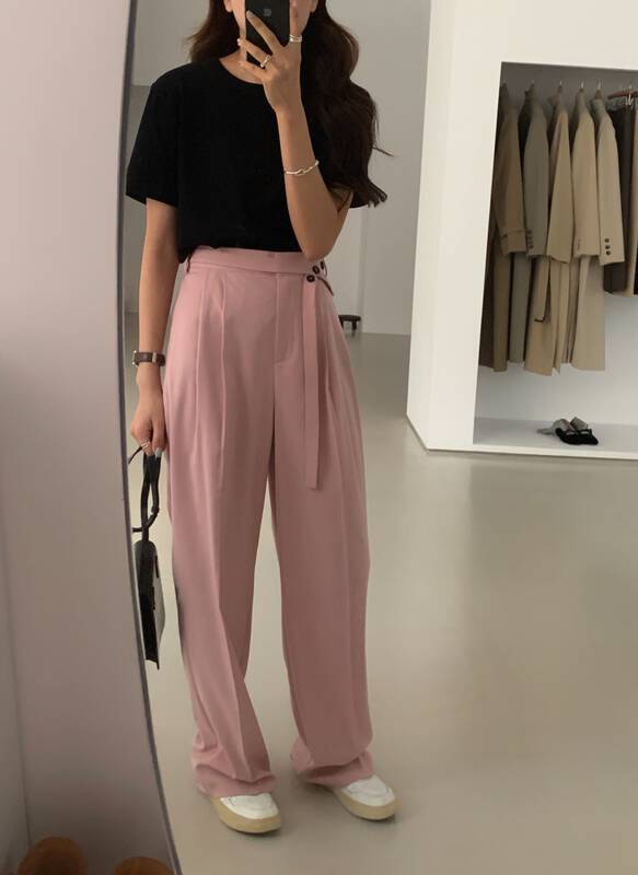 New in autumn! [WANNA] multi-button design belt trousers 89506# ZXL