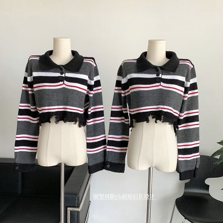 Winter on the new![Smoked] Vintage Stripe Loose Jersey 0370 # HYY