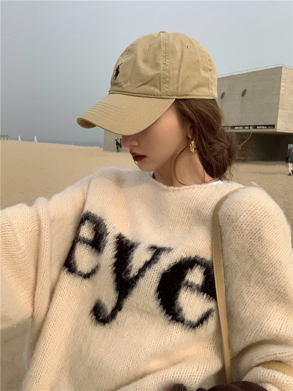 Real Shot Real Price Lazy Pullover Knitted Letter Sweater