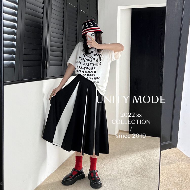 【UNITY】Korean high-end color matching loose skirt 6305-2# CQW