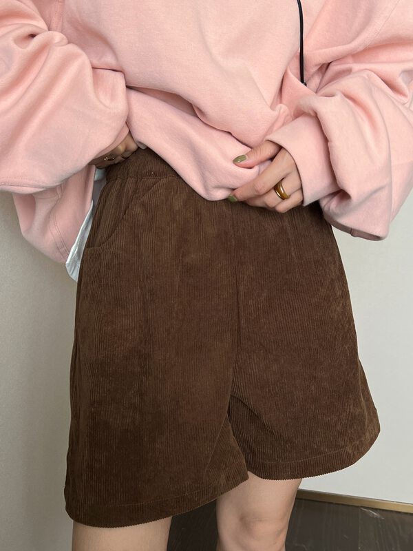【UNITY】Autumn Corduroy High Waist Thin All-match Casual Shorts Q28008# CQW