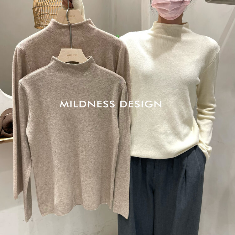 New in autumn! [MILDNESS] Simple and comfortable small stand-up collar thickened sweater 4246# FHX