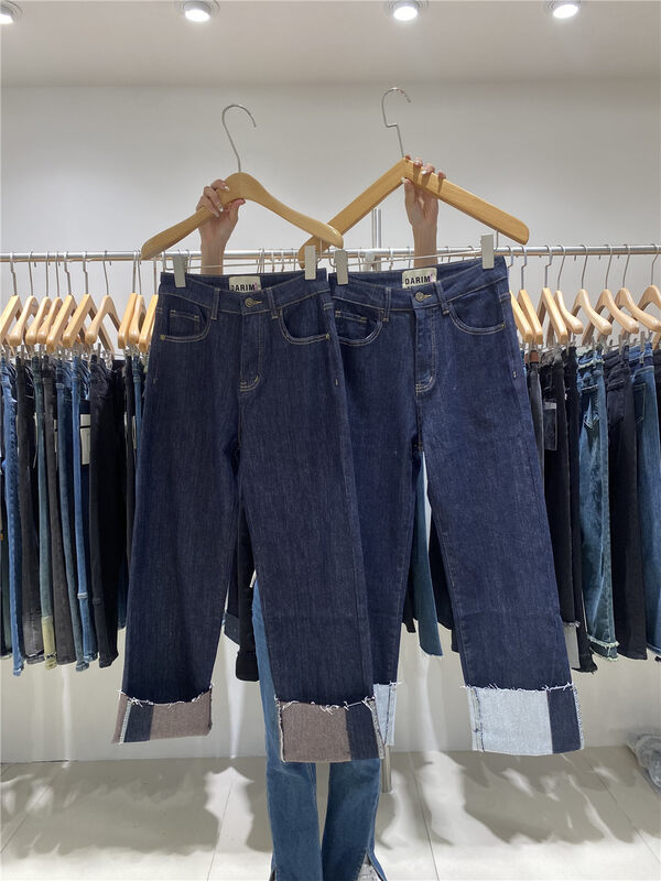 【JEANS】Fleece Cuffed Straight Jeans R301# LSW