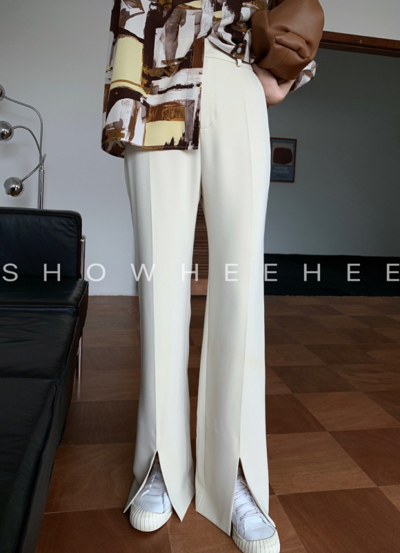 New in early autumn!  【Show Xixi】Korean version of fashionable high-waisted trousers with leg openings 19259# ZXX