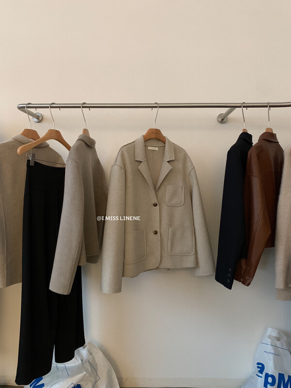 [IMISS] Korean casual pocket double-sided woolen coat QK3595