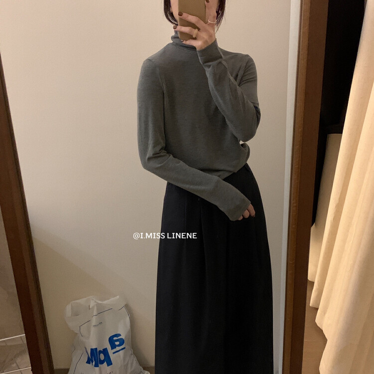 【IMISS】Multicolor all-match thin turtleneck bottoming shirt top bottoming shirt QK3578# FHX