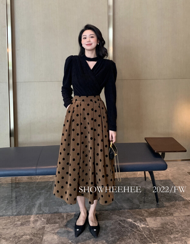 【Xiu Xixi】French retro style thickened woolen skirt 19592# JHY