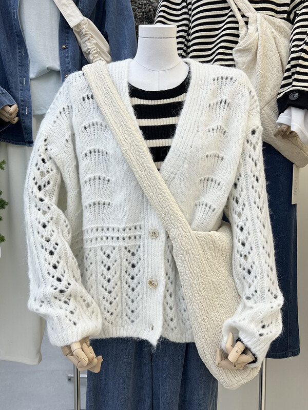 【RIN】Korean style long-sleeved thin solid color temperament knitted cardigan 2232