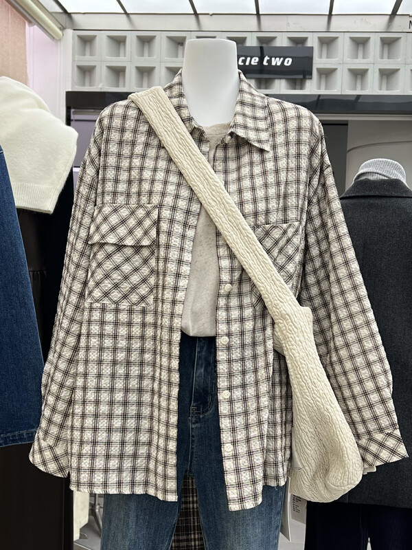 [RIN] Simple Japanese all-match plaid long-sleeved shirt 21590